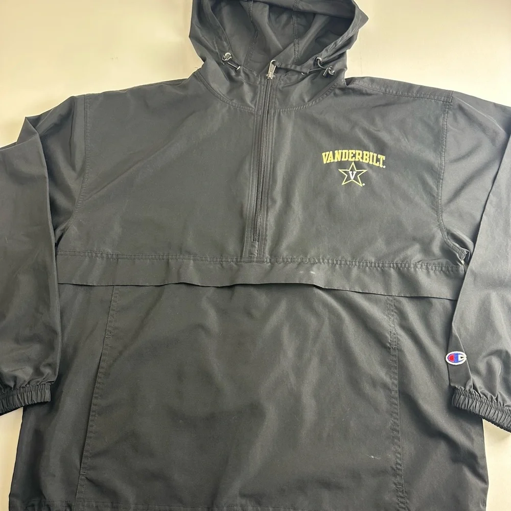 Champion Black Athleticwear Vanderbilt‎ windbreaker with hood size large